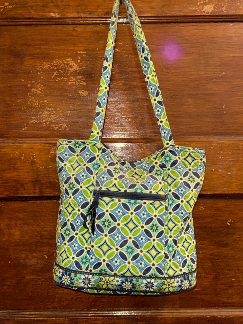 Vera Bradley Green and Blue Quilted Tote